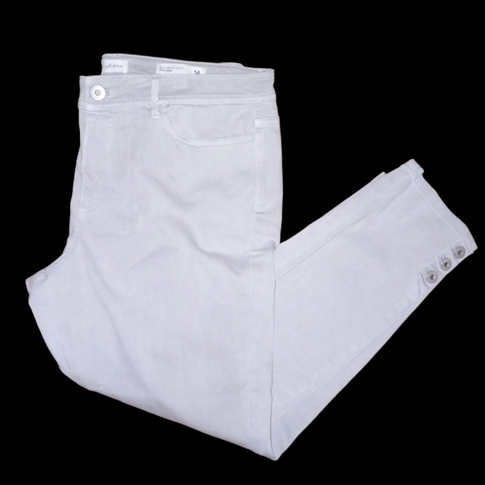 J. Jill Denim Gray Greystone Jeans Authentic Fit Slim Ankle size 14 Petite